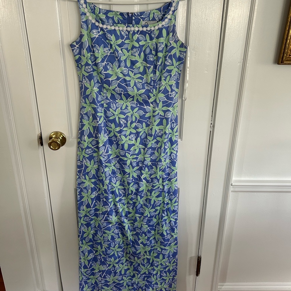 Vintage Lilly Pulitzer Blue and Green Floral Maxi Dress